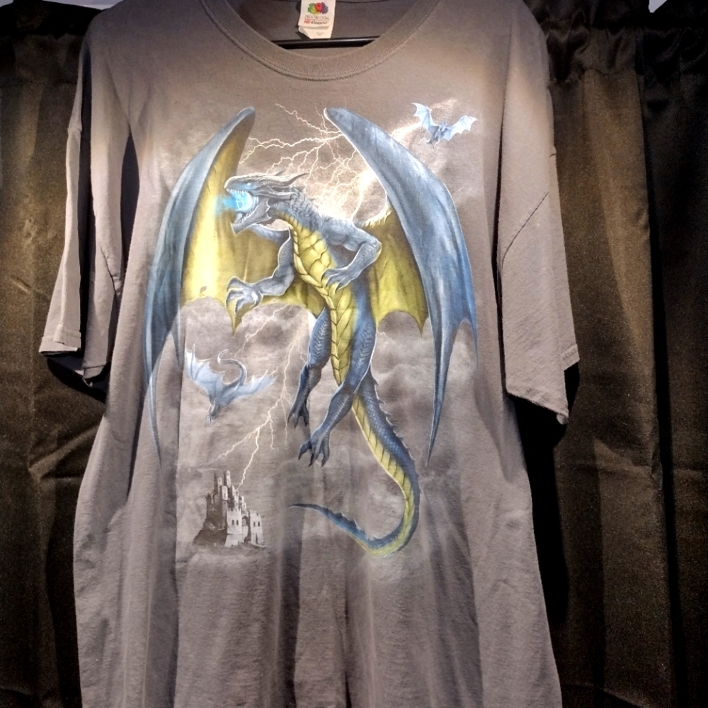 Vintage dragon all over front print shirt